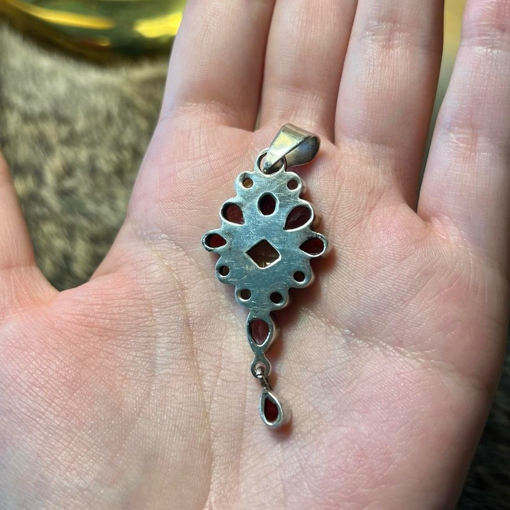 Gorgeous sterling silver Indian gemstone pendant - Picture 4 of 4